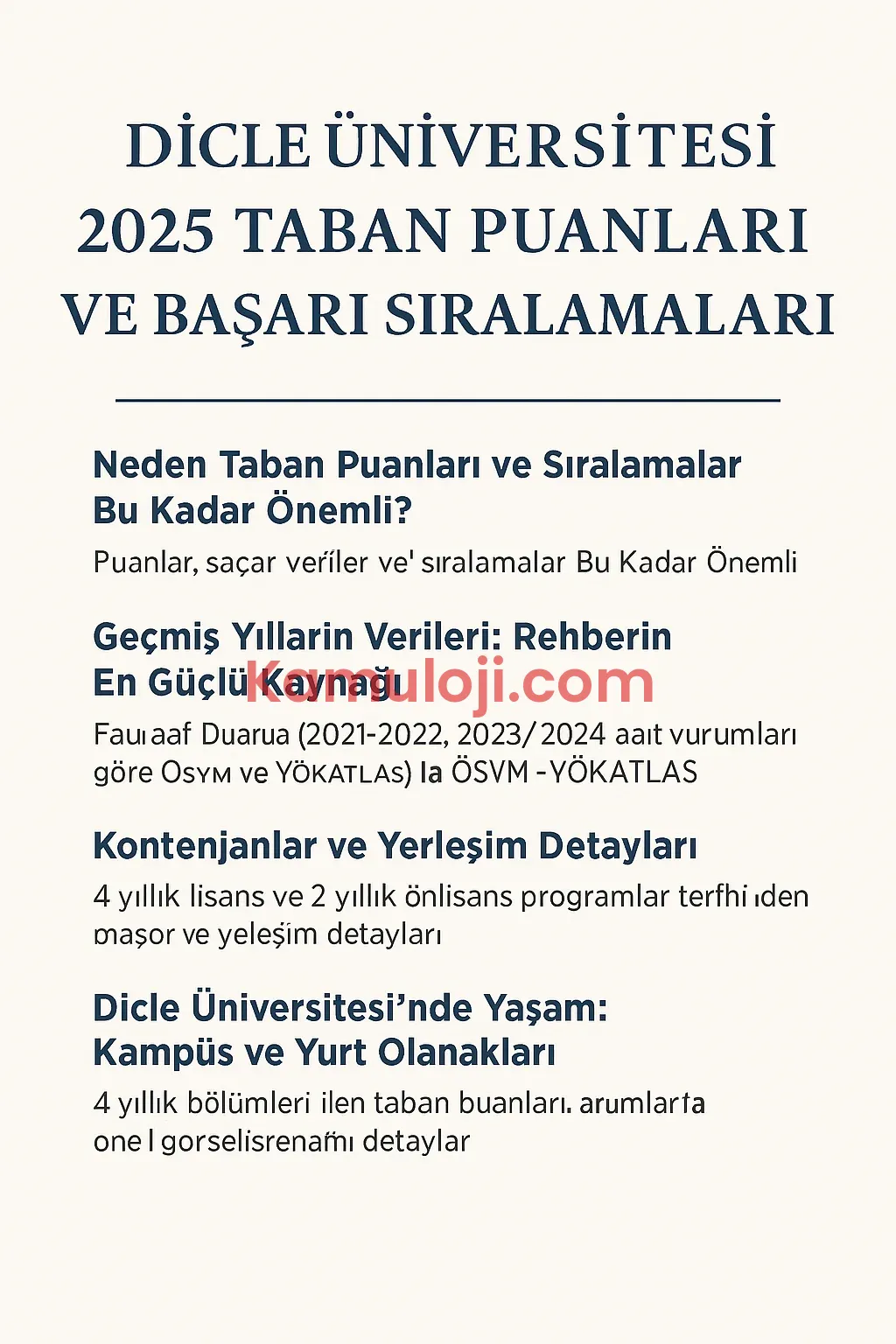 Dicle Üniversitesi (DÜ) Taban Puanları ve Başarı Sıralamaları