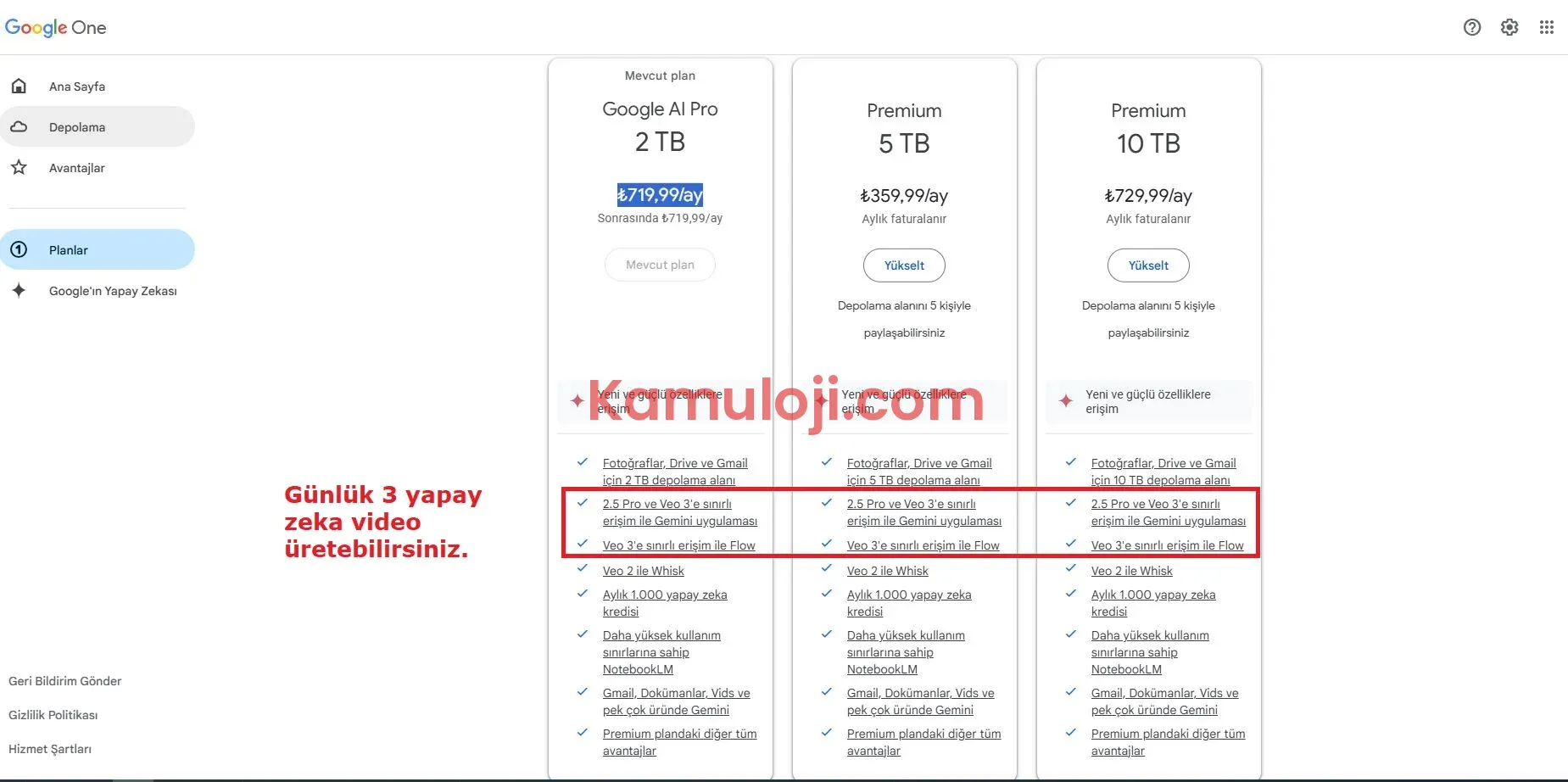 Google One Üyeliği