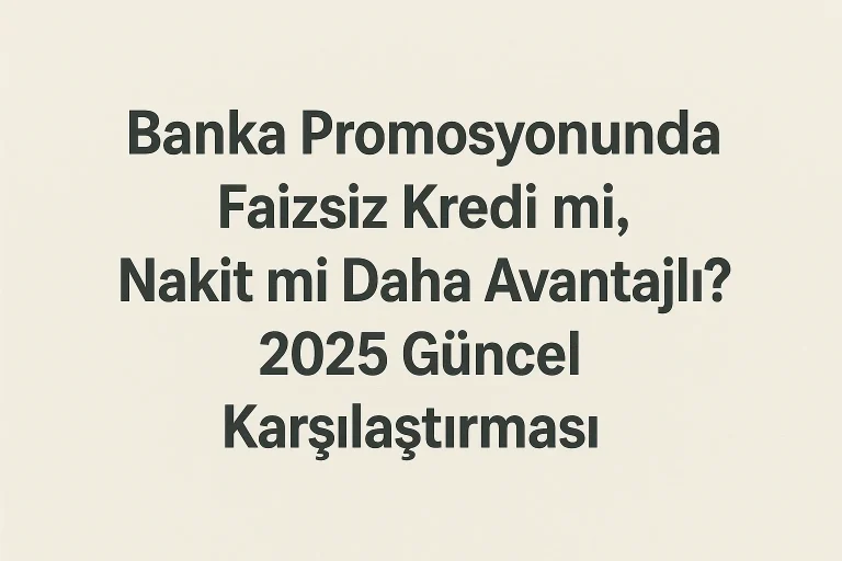 Banka Promosyonunda Faizsiz Kredi mi, Nakit mi Daha Avantajlı?