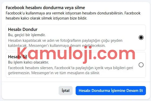 facebook hesap silme